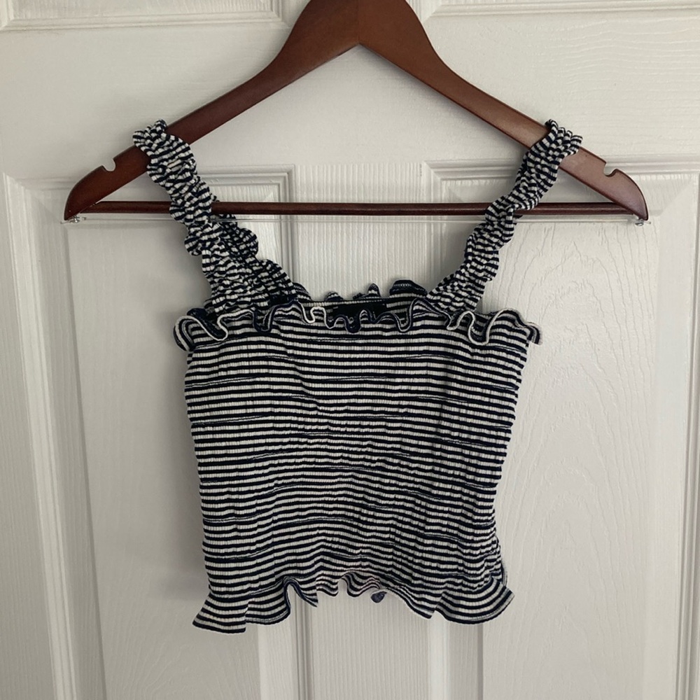 Reformation Striped Ruffle Trim Top - Picture 3 of 9